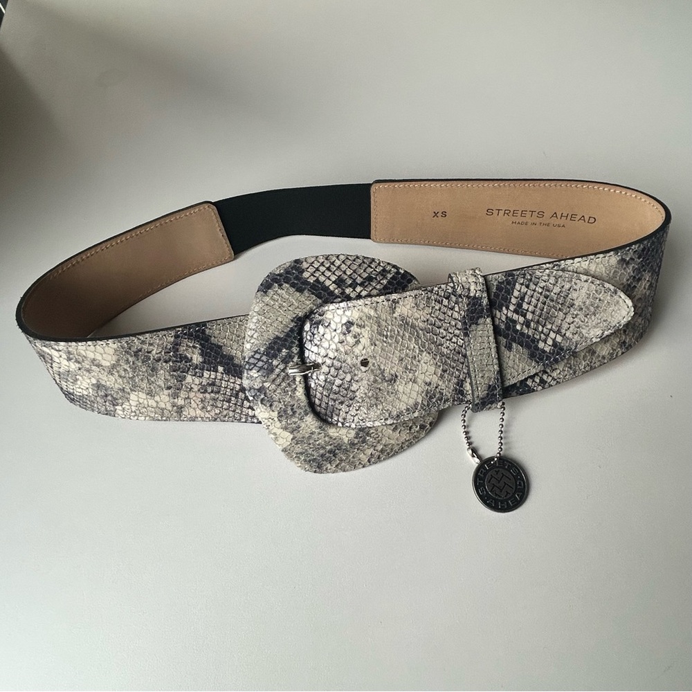 Streets Ahead Snakeskin Print Wide Leather Belt